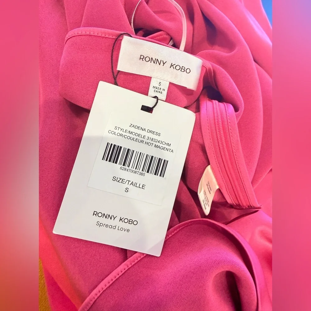 Ronny Kobo Collection Zadena Backless Vibrant Pink Maxi Halter Dress - Picture 13 of 15